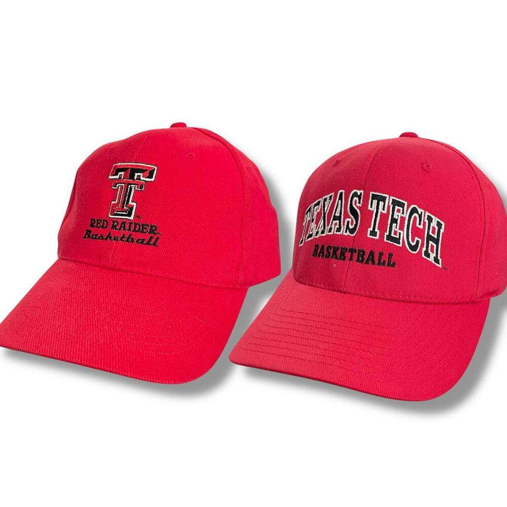 Lot Of 2 Texas Tech Red Raiders Cap Hat Basketball Adult Size M/L